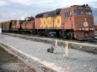 My wife and I took the Super Continental to Jasper one day. The trip was made much longer than scheduled because CN's CTC was down. We arrived very late into Jasper and the sun was already behind the mountains. But I saw this Speno rail grinding train parked near the station, and decided to take a couple shots. It would be a few more years before I would get a chance to see one in action. 
We rode the Super home the next day - not much to do in Jasper without wheels.