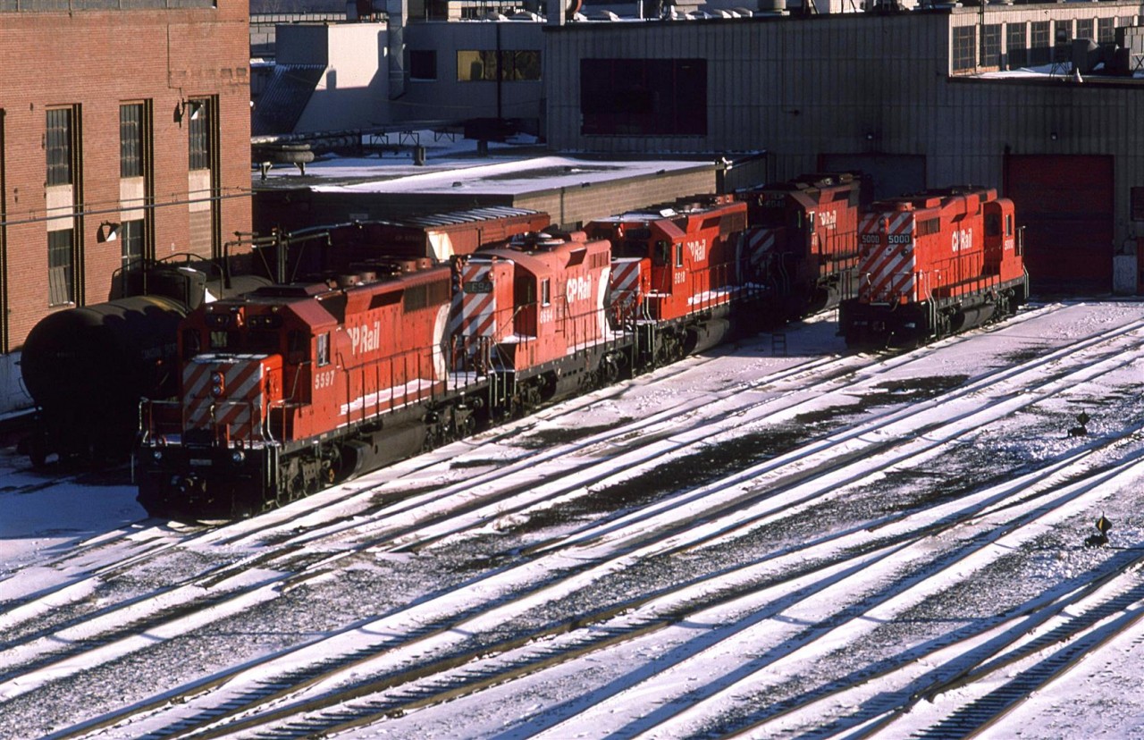 Some relatively rare units hang out at the Alyth Shops - one of 2 Canadian GP-30's and a high-nose GP-9.