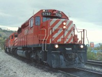 On one of my typical trips to the Kamloops, I drove down to the old CP station area. While there I looked westwards down the tracks, and spotted a set of headlights in the distance. The set of headlights belonged to CP 5792 as it sat patiently waiting to enter the station area for a crew change.