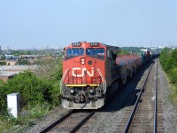 Pt.Robinson to Mac Yard train L524 crosses the Humber River with CN 2151 ex BNSF/ATSF 832 (gullwing) on the point.