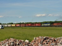 CP 420 - CP 9801/DME 6367/CP 5420/CP 8920 + CP 8860 mid train pulls up to a Medium to Clear signal departing Baxter with 23 on the tail end for Spence. Along for their last rides are 6367/5420, Buffalo bound to join other fallen CP/STLH/DME/ICE counterparts for an uncertain but bleak future. Plenty of these units are still in working/decent shape but have fallen victims to this never ending recession, after years of faithful service they certainly owe the company nothing!!! 