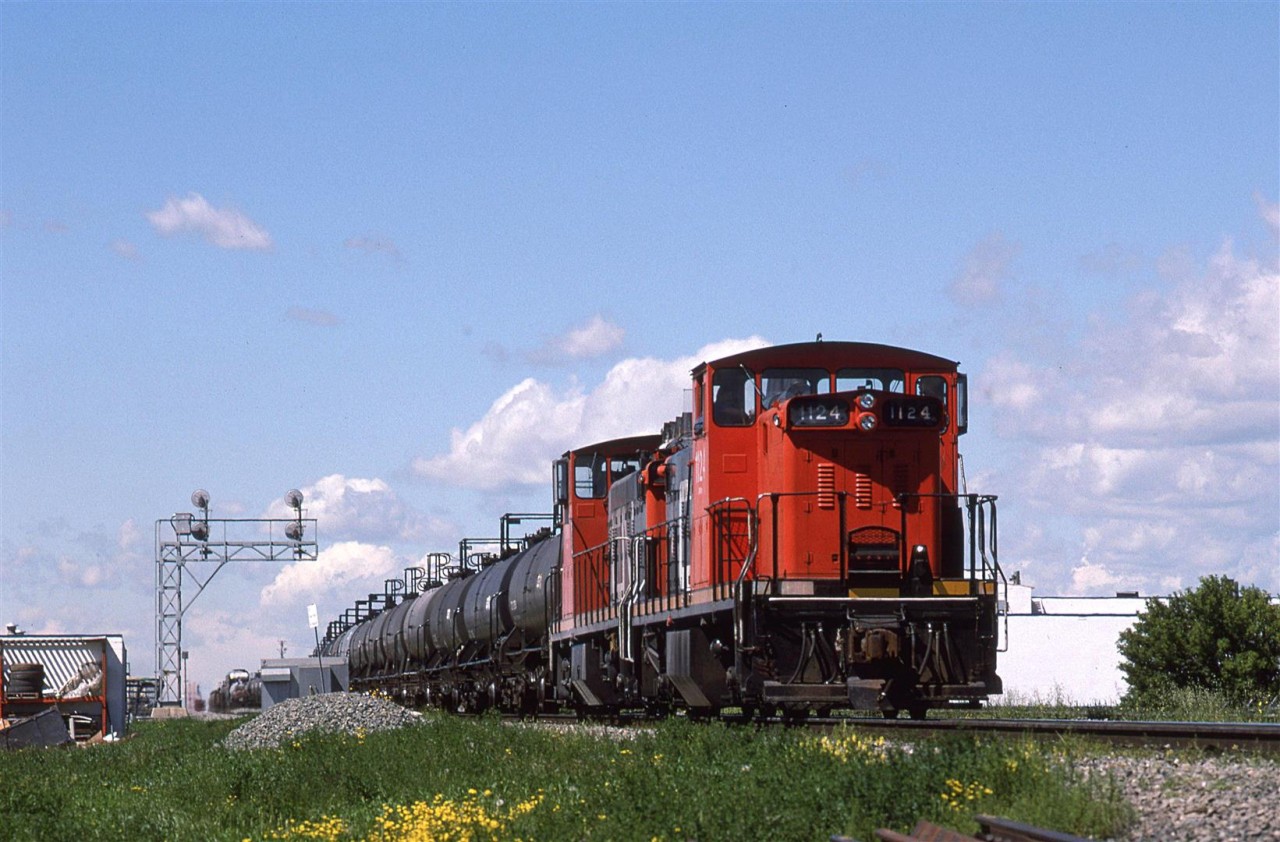 These "Clover Bar Transfer" trains would run regularly between the main yard in town, Calder Yard, and the just-east-of-town yard at Clover Bar. Clover Bar sit in a heavily industrial area, dominated by chemical plants and refineries. It, therefore, handled the more hazardous shipments, and moved them out of the risky Calder Yard, which had housing up against its northern border and housing not too far away on the south side.