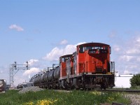 These "Clover Bar Transfer" trains would run regularly between the main yard in town, Calder Yard, and the just-east-of-town yard at Clover Bar. Clover Bar sit in a heavily industrial area, dominated by chemical plants and refineries. It, therefore, handled the more hazardous shipments, and moved them out of the risky Calder Yard, which had housing up against its northern border and housing not too far away on the south side.
