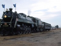 CNR 6060 was restored a few years previous with a lot of help from the always short-sighted Alberta government. Once it was complete, there were no real plans in place to operate it, but somehow it managed to hang on. Here it is at the Edmonton Fringe Festival having to operate on several hundred feet of little-used track at the north end of CP's yard. This is on the south side of the North Saskatchewan River valley that separates it from Downtown Edmonton. 
What a sad scene.