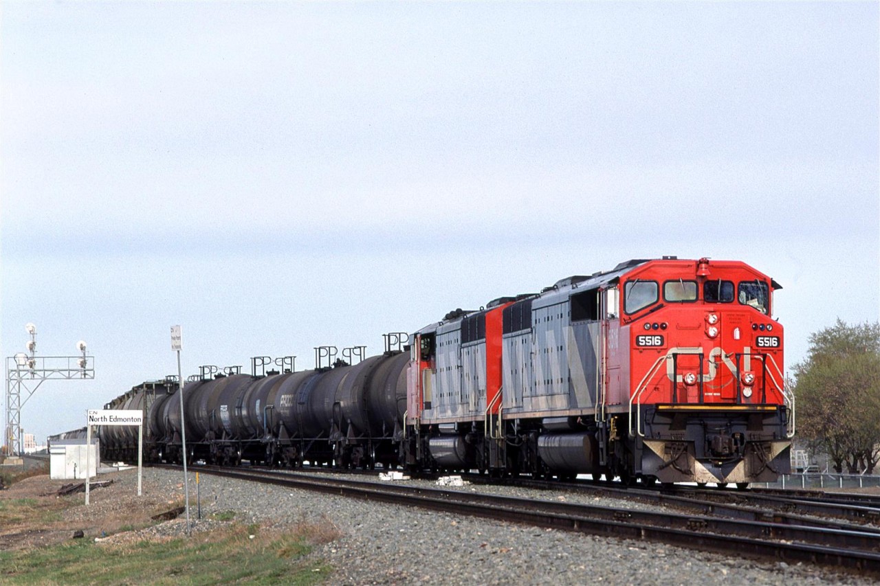 Train 510 was about as regular as it gets, leaving for Beamer (a chemical plant hotspot near Fort Saskatchewan) every morning at about 0800hrs. Its task was to switch out the chemical plants in that area and return in the late afternoon. This train originated in Calder/Walker Yard. It always had big power. There are no excessive grades, and the trains were not monsters, with regard to length. Perhaps it would become another train (219?) once it returned to Edmonton?