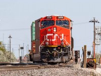 CN 3090 and train came off the Sprague subdivision, and were driving around the Symington Yard in Winnipeg on "X" track.