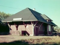 Another in the list of "station series" photos uploaded to this site is this late day image shot at Montague, PEI. Very attractive building. I'd like to know if it is still standing, and if so, what it is used for. Its too quaint to be dismantled !! The subdivision of the same name terminated here.
