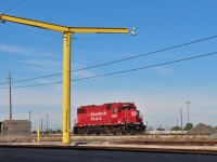GP38-2 Remote unit sits north of Plant #2. The yellow T shaped post is to connect safety harnesses for Rail Carmen to inspect rail cars. A harness must be worn when working over 8ft in height from the ground.