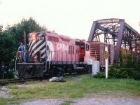 I do not know the frequency of CP transfers over the International Bridge to Buffalo in the late '80s; all I know is I rarely caught one. If I did, it was late day, and they were but a freight car or two, as was this image.  Despite its' faded paint and generally tired look, this GP9u soldiered on until retirement some 24 years later, in 2012.