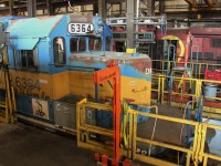 "Sleepy Eye" DME SD40-2 #6364 is in the shop for it's final CP bottom deck and air brake inspection.