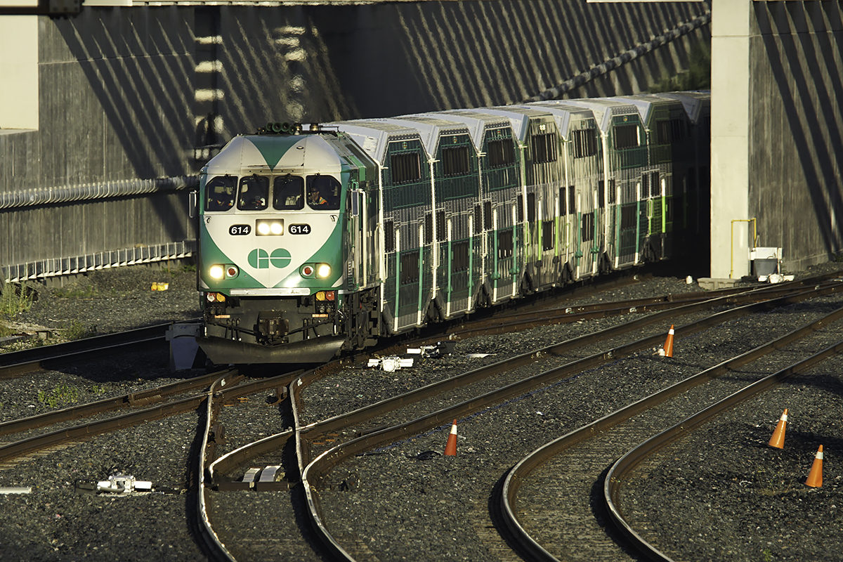 Another Milton train comes out of the "Shed" heading into Union Station.