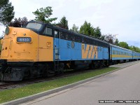 Retired and looking forlorn, VIA 6510 rests inn Kaministiquia River Heritage Park with three coaches. Imagine what a little fresh paint could do! Maybe one day CP will haul it up to their yard and give it a fresh look...