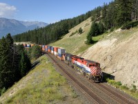 BCOL C44-9WL 4644 leads train Q102 out onto the Edson Sub just east of Jasper.