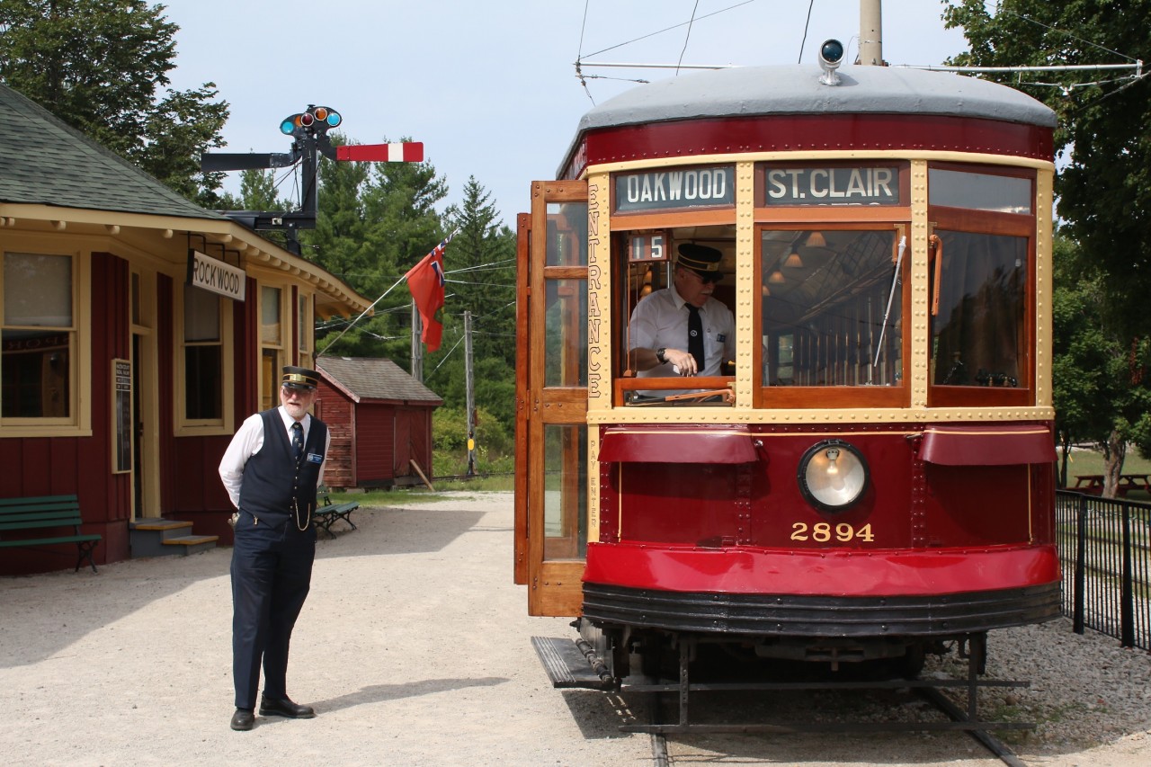 For those who don't know the area, in the early 1900s interurbans railroads were somewhat plentiful in Southern Ontario. The Halton Radial Railroad is built on a stretch of roadbed that once connected Eldorado Park ( west Brampton ) to Guelph. The line was abandoned in 1931 but the roadbed is still quite visible in numerous locations. Numerous pieces of rolling stock (many from the TTC) have been restored at the museum and some are operational. Here we see a couple of the volunteers readying the next run up the line beside the relocated CNR Rockwood station.