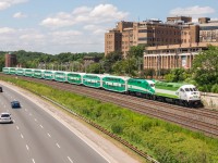 GO 607 you say? It's less than 5 years later and the Metrolinx paint scheme has found its way onto some rail equipment. Just days after leaving the paint booth, 607 is shoving GO 717 towards Mimico and points west, after originating at Henry St in Whitby just over an hour earlier.