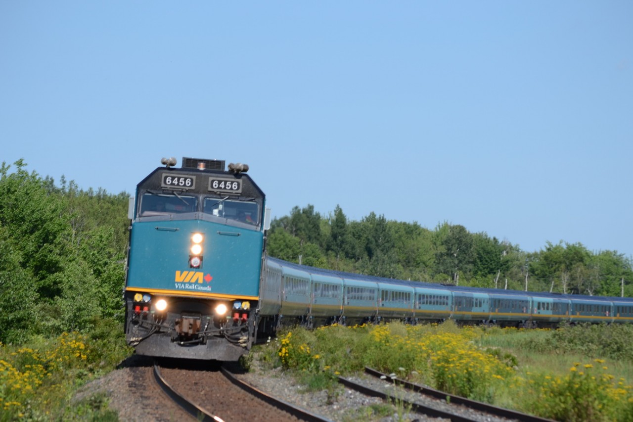 VIA #15 rounds the curve at Painsec Jct, with VIA 6456 Leading.