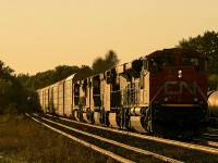 As the day comes to an end, M396 rolls across the iron road into brantford at sunset.