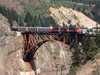 The classic view of a westbound train at Cisco. It is rather amazing that this was the best location to cross over the Fraser River.