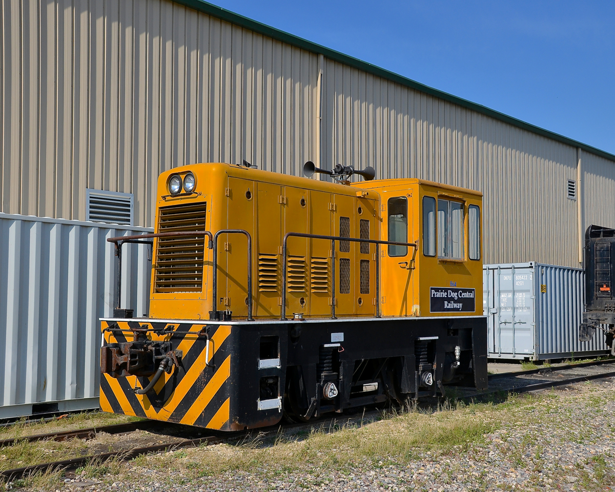 PDC 864 is seen at Prairie Dog Central Railway's base of operations at Inkster Junction. It is a GE 35-tonner that was built for Manitoba Hydro.