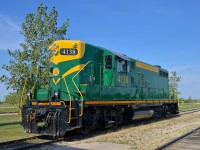 <b>Ex-GTW GP9 in CN-inspired colours.</b> PDC 4138 was built for the GTW as GTW 4138 and later was moved to Central Vermont and became CV 4138. One of two GP9's used by the Prairie Dog Central it is painted in colours reminiscent of CN's paint scheme that appeared on their GP9's when delivered to them during the 1950's.