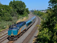 With its customary 3-car consist, VIA 635 for Ottawa is through Montreal West on Labour Day.