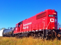 Long hood forward CP 4414 hauls a 6-pack of cars east on the Oak Point Spur in Winnipeg near King Edward Street. This track used to be part of the CN Oak Point Subdivision, which CN abandoned in 1996. 2.7 miles in the city survived, and CP uses it to serve a few industries in northwestern Winnipeg. Although CP serves it, it still has CN stickers on the crossings. A crossing was replaced recently, and it was given CN Oak Point Sub stickers. Go figure.