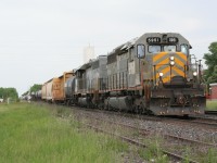 Westbound manifest at Princeton on May 26, 2012 led by GTW 5951 and a sister locomotive. 