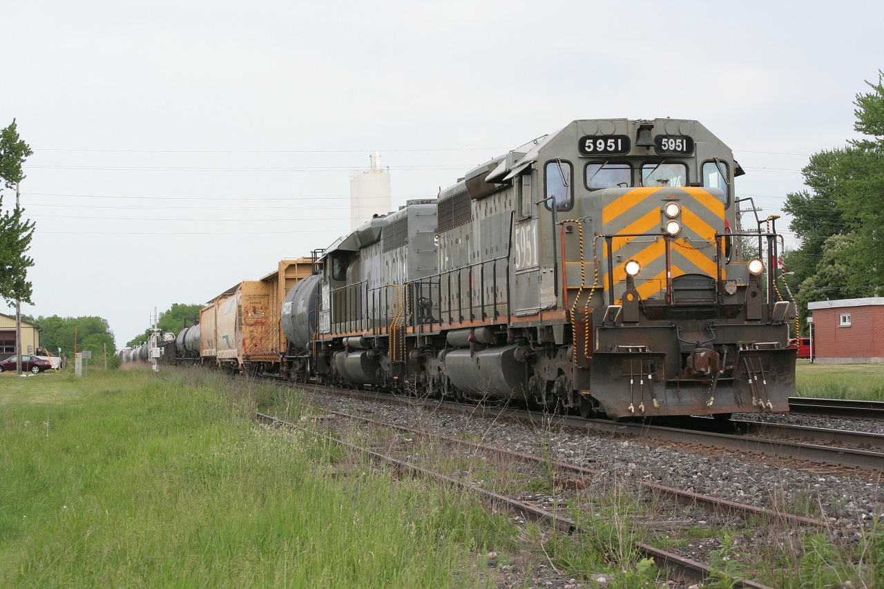 Westbound manifest at Princeton on May 26, 2012 led by GTW 5951 and a sister locomotive.