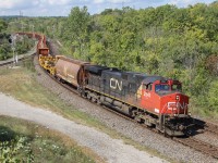 After backing onto the wye at the Cowpath, W904 races back east for Mac Yard, after dropping some welded rail in Hamilton. This was a pleasant treat, because I've never shot a rail train (or work train), and it was a gorgeous Sunday morning with some trees even starting to turn orange :)