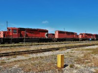 A last minute surprise at the end of the day. Train 420 arrived at the yard with three extra locomotives, a trio of 5700 series SD40-2's. These were all built in 1975 and have been sold to a recycling company.