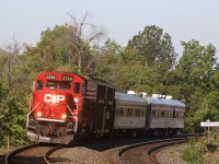 CP's eastbound TEC train is seen rolling through the curve just east of the GO station in Streetsville as it heads to Toronto yard. Over the years I've seen these trains powered by just about anything on the roster including C424s, GP35s, GP38s, GP9s and typically these days the new GP20C's.