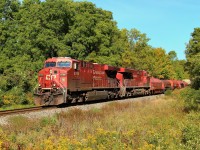 The daily CP 242 is led by CP 8790 with CP 8731 for assistance, as it rolls out of Guelph Junction and down the Hamilton sub. with its 192 axel, 3098 foot manifest.