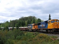 211 rounding the "S" bend at Diamond Lake with ONT 2104 - ONT 1730 in charge of 48 cars