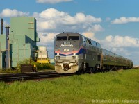 "The Maple Leaf" rolls by the steel mills of Dofasco en-route to Toronto from New York City.
