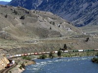 A westbound grain train is just past the east switch of Martel siding.