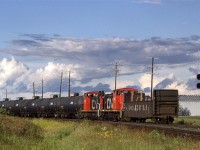 A little unconventional, this switch job came off the Camrose Sub and went into Clover Bar yard to the east.