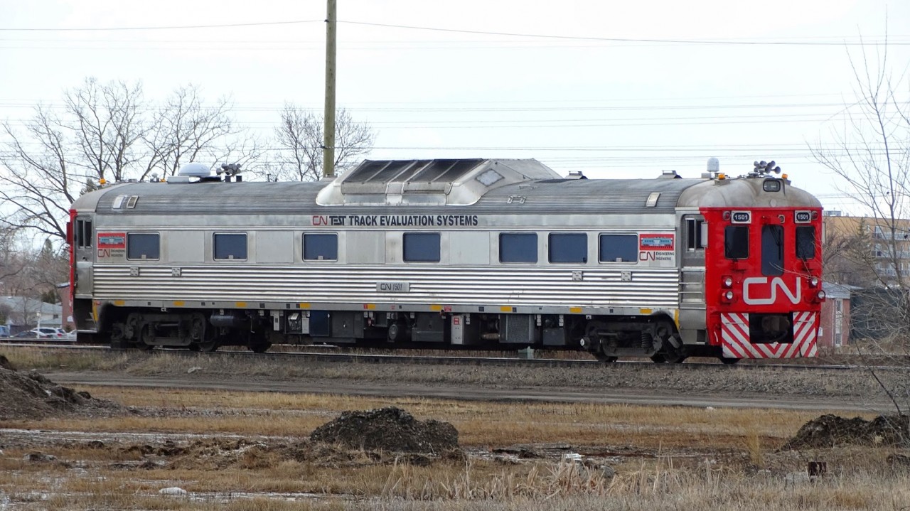 The CN Test RDC sitting on the west leg of the wye at Portage Junction in Winnipeg.