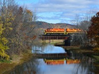 On a late fall afternoon the Quebec Gatineau freight approaches Montebello.