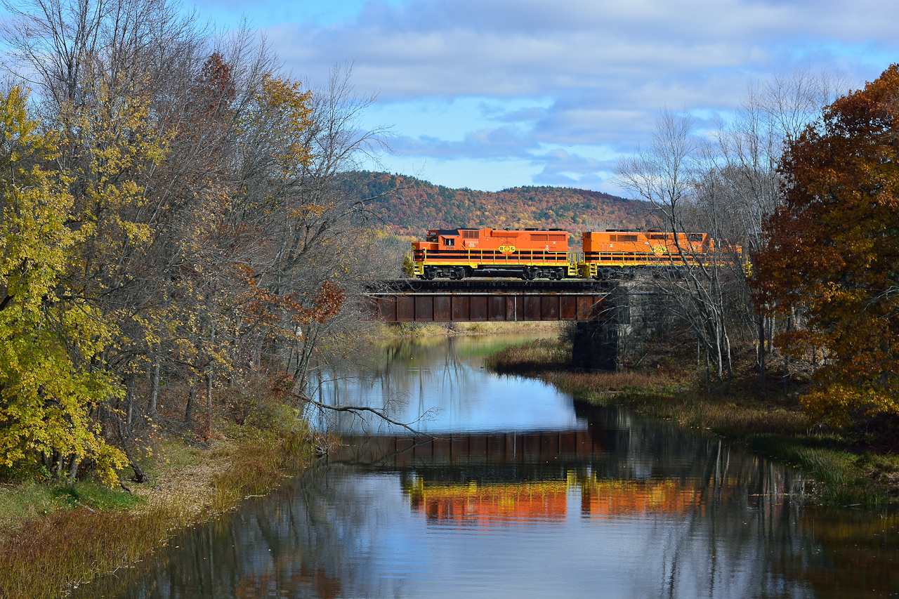 On a late fall afternoon the Quebec Gatineau freight approaches Montebello.