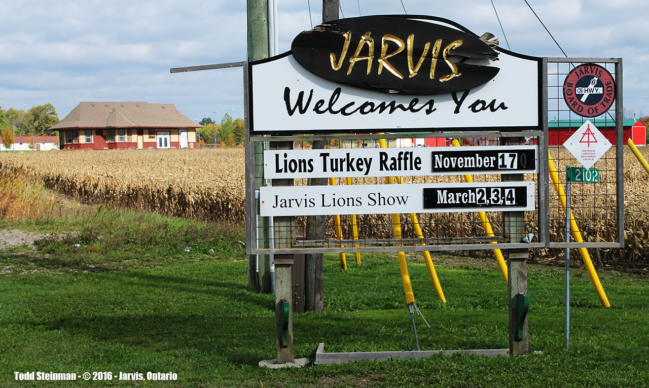 There's a new kid in town...sort of. Although it has not been placed permanently on it's new foundation, the former CN station in Jarvis gives the south end a fresh look upon entry to the town along Highway 6 at the Walpole Antique Historical Society.


For a shot of it still in it's drab CN colors:  http://www.railpictures.ca/?attachment_id=24538 
About to be hoisted last March:  http://www.railpictures.ca/?attachment_id=23995 
And, Glen Cherry's photo of it being on the road:  http://www.railpictures.ca/?attachment_id=26533