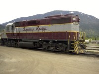 CP 3084, GM GP38 sits silent outside the shop in Revelstoke, BC waiting for its next assignment.
