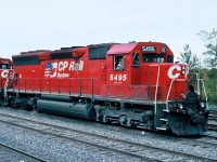 Canadian Pacific   EMD SD40M-2 No.5495, nee D&RGW (Rio Grande) SD45 No.5318 eastbound at Smiths Falls, Ontario. October 05, 2000