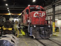 St.Paul assigned SD40-2 was having grounding issues looked at in Agincourt's plant #2. Repairs were performed when it was abruptly put out of service and eventually sold.