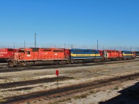 Two more ex CP SD40's line up in front of 2 CP SD40-2's (6050 & 6080) that are still on the roster and a sold ICE unit. The DME 6076 was once CP 5557 while the 6092 was CP 5528. The ICE 6211 was also once a CP unit #5424 one of the ex Missouri Pacific coloured units with the red CP Rail lettering.