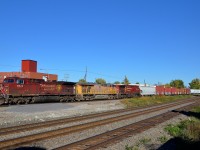 CP 143 (at one point a 100% intermodal train, but now usually filled out with mixed freight, at least east of Toronto) is departing Dorval after cooling its heels here for about 20 minutes. Power is two CP AC4400CW's sandwiching a UP unit (CP 8540, UP 5539 & CP 8574).