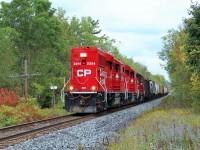 Todays T69 local gives us a different look. A pair of nice clean GP20C-ECO's in CP 2254 and CP 2264 with GP38-2, CP 3119 head through Puslinch on their way back to Galt where they do more switching and pick up a new leader and continue westward.