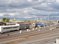 Pte St-Charles AMT yard  with old double deck cars and old control car 