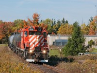 This afternoon has OSR running an extra to play catch up after a very hard week on the GJR. 1591 South has just past Corwhin with 4 loaded lube oil cars from PDI Liquid. Easy work for this lone action red geep.  