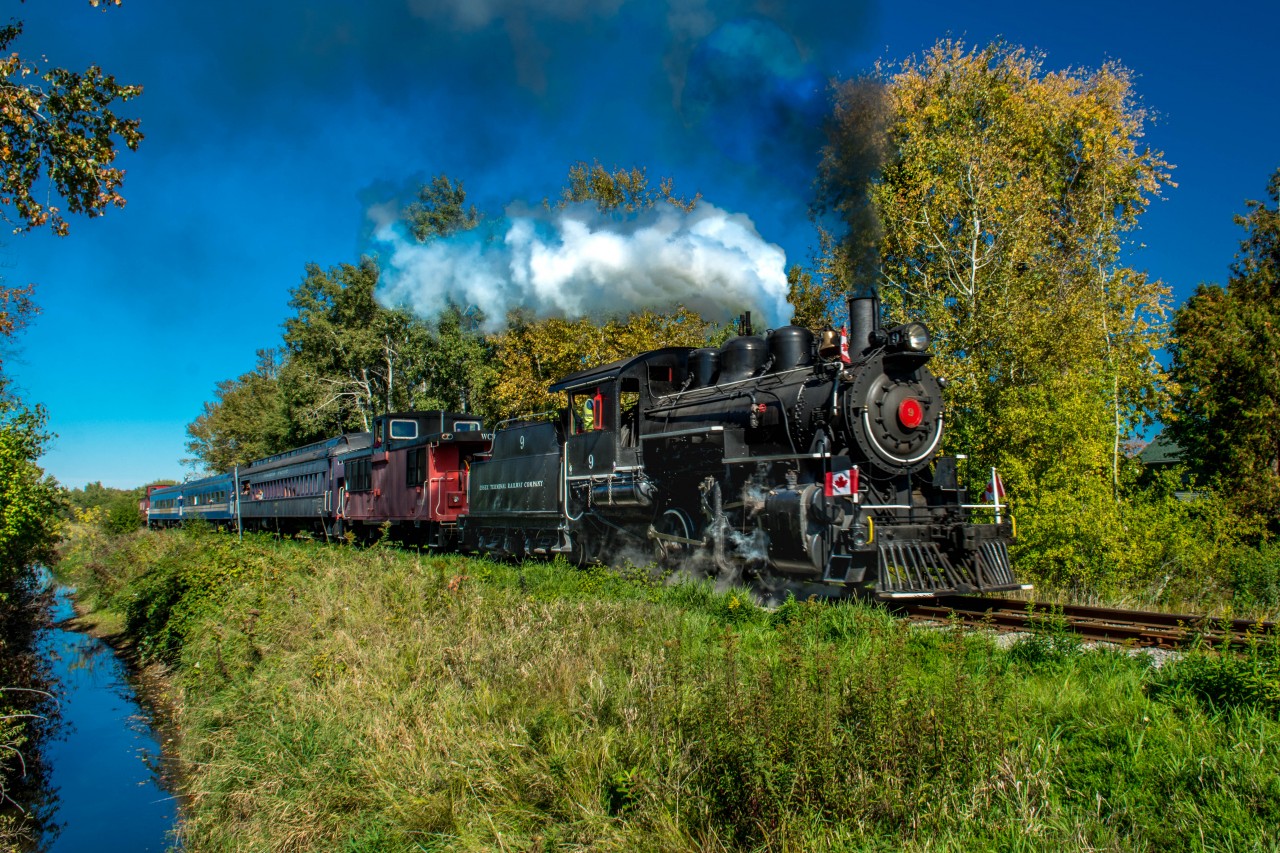 Here is No.9 as it leaves the Elmira station