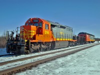 QNS&L GMD SD40-2CLC No.314 with Geometry Car No.454 waiting for a meet with a southbound, Feb.26, 2010